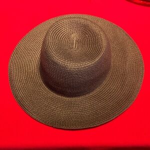 H&M Divided Black Straw Fedora Floppy Hat